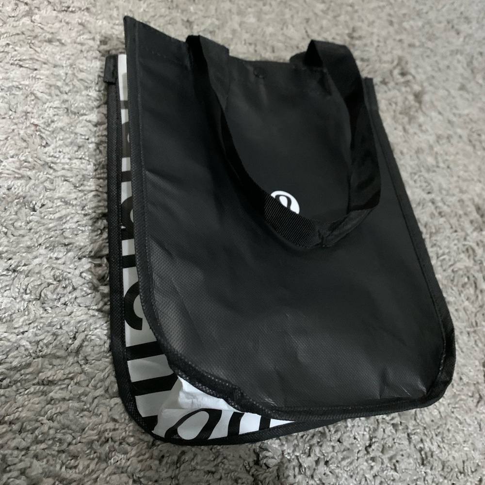 Lululemon Reusable Shopping Bag Black/White Button Closure Handles